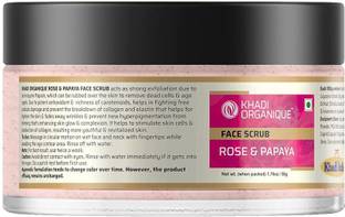 khadi ORGANIQUE Rose & Papaya Face Scrub 50 GM (Pack of 1) Scrub