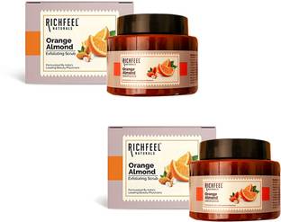 RICHFEEL Orange Almond Scrub For Brightening|Blackheads & Dead Skin 100 g (Pack of 2) Scrub