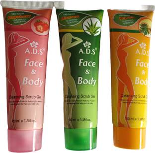 ads Face And Body Cleansing Alovera, Strawberry & Papaya Scrub Gel-D51 Scrub