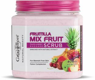 Gracellon Fruitilla Mix Fruits Face and Body Massage Scrub | Instant Whitening Scrub
