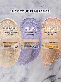 mCaffeine Blueberry Breeze Body Scrub for Glowing Skin| Exfoliates & Detans Scrub