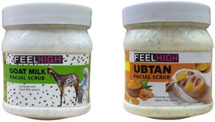 feelhigh Face and Body Goat Milk Scrub 500ml And Ubtan Scrub 500ml Scrub