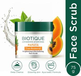 BIOTIQUE Brightening & Revitalizing Tan Removal Face Scrub|Detoxify & Cleanse Scrub