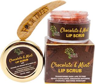 Four Trees Chocolate & Mint Lip Scrub | Turns Dark Lips to Pink | Softens & Hydrates Lips Scrub