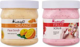 feelhigh Face and Body Orange Scrub and Fruit Scrub For Man and Woman -Pack 2 Scrub