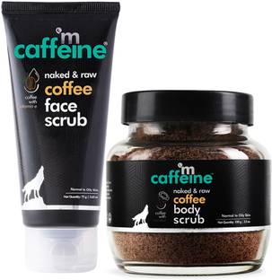 mCaffeine Coffee Face & Body Scrub, Remove Tan, Dead Skin, Black & White heads, Pack of 2 Scrub