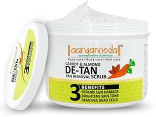 Aaryanveda De-Tan Face Scrub | Tan Removal Face Pack | Glowing Skin Cream for Women & Men Scrub