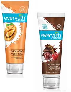 Everyuth Naturals Tan Removal Choco Cherry Scrub & Walnut Scrun 100g Pack of 2 Scrub