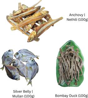 AL-HAQQ Anchovy|Nethili(100g) + Silver Belly|Mullan(100g) + Bombay Duck(100g) Whole