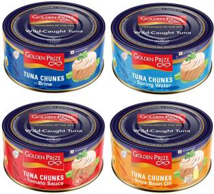 Golden Prize Tuna Combo (4 Can)- Brine, Springwater, Soybean Oil & Tomato Sauce (185g each) Whole
