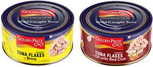 Golden Prize Tuna Sandwich in Brine and Tuna in Oil with Red Chili (2 x 185gms Each) Slices
