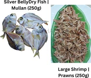 AL-HAQQ Silver Belly | Mullan (Kara) (250 grams) and Shrimp | Prawns | Chemeen (250g) Clean