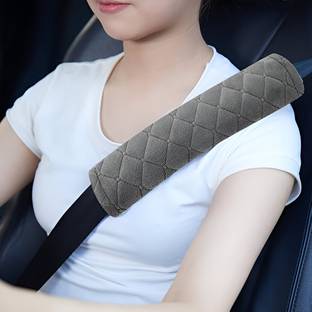 Glitzn Car Seat Belt Cover, Comfort Soft Seatbelt Pad, Compatible with All Cars Gray Seat Belt Cover