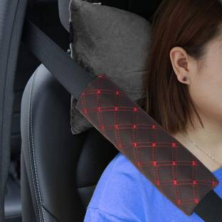 Edyline Car Seatbelt Covers Shoulder Pad for More Comfortable Driving (Black/Red) Seat Belt Cover