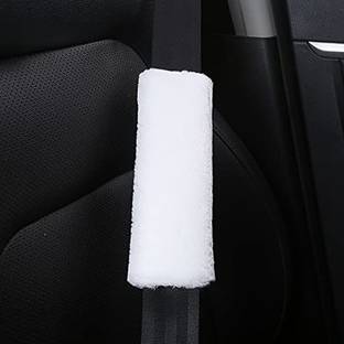 Augen Velvet Seat Belt Shoulder Pad Straps for More Comfortable Driving (White) Seat Belt Cover