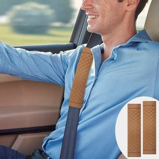 Auto Oprema CAR SEAT BELT COVER & SHOULDER PAD COVER BROWN DIY UNIVERSAL PACK OF 2 Seat Belt Cover