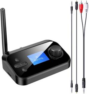 microware 2 in 1 Bluetooth TV Transmitter Receiver, 5.0 Audio Adapter for 2 Headphones Media Streaming Device