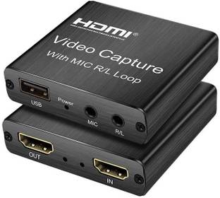 RuhZa 4k HDMI Video Capture with Mic R/L Loop HDMI to USB 2.0 Video Capture Media Streaming Device