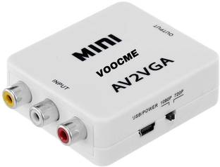 VOOCME Mini HD AV to VGA Video Converter Box AV (RCA) to VGA Video Converter Media Streaming Device