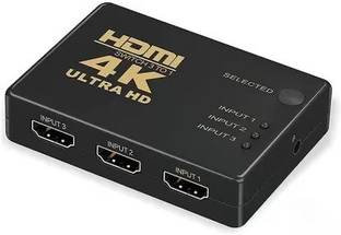 microware Full HD 3 Port HDMI Splitter Switch HDTV Video with Remote Control Support 1080p Media Streaming Device