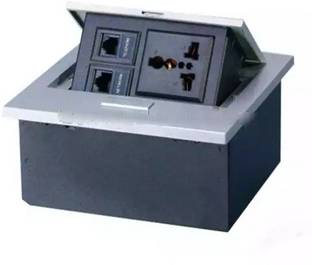 techut Small cable cubby pop up box with 1 power socket,1 Rj45 lan and 1 telephone Media Streaming Device