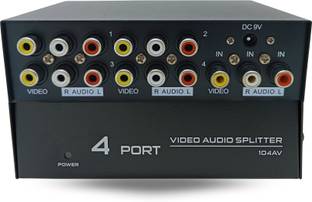 Octec 4-Port AV Audio Video RCA Splitter 1 In 4 Out with Signal Amplifier Support Media Streaming Device