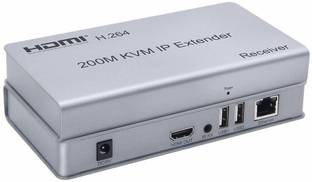 microware HDMI 200M KVM Over Ethernet Extender Cat6/7 Cable with USB for Keyboard Mouse Media Streaming Device