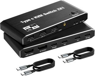 microware USB C KVM Switch 8K@60Hz 4K@120Hz,KVM Switch for 2 Computers Share 1 Monitor Media Streaming Device