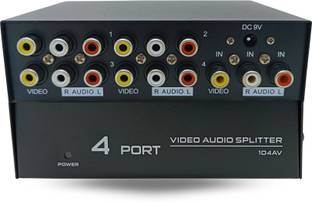 Octec 4-Port AV Audio Video RCA Splitter 1 In 4 Out with Signal Amplifier Support Media Streaming Device