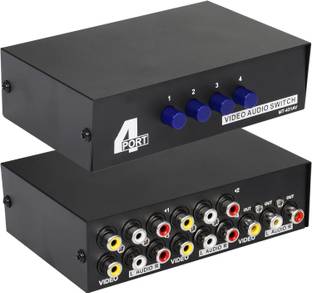 Etzin 4-Way AV Switch RCA Switcher 4 in 1 video audio L/R Audio Selector Box EPL-1229H Media Streaming Device