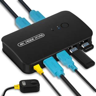 ULTRABYTES HDMI USB KVM Switch Selector for 2 Computers Share Keyboard Mouse Printer Media Streaming Device