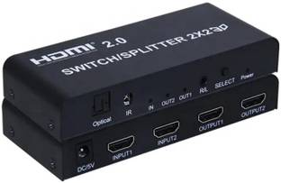 coolcold HDMI Splitter, 2x2 HDMI 2.0 Switch Splitter, 2 in 2 Out 1080p,3D Blu-Ray-Player Media Streaming Device