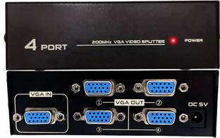 Octec 4-Port VGA Splitter Switch 1 In 4 Out Video PC Monitor Projector TV LCD Display Media Streaming Device