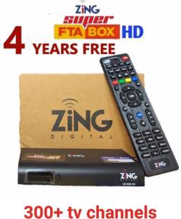 KDP Zing Super FTA Full HD Set Top Box 300+ Tv Channels (No Reacharge For 4 Years) Media Streaming Device