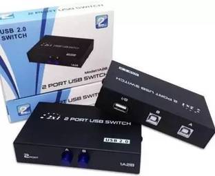 ULTRABYTES 2 Port USB Switch Adapter, USB 2.0 Printer Sharing USB Switch Box Media Streaming Device