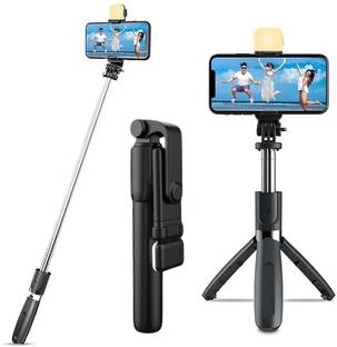 Abzura Selfie Stick R1S with LED Light and detachable Bluetooth Wireless Remote, compatible with Smart Phones and medium format Camera Bluetooth Selfie Stick