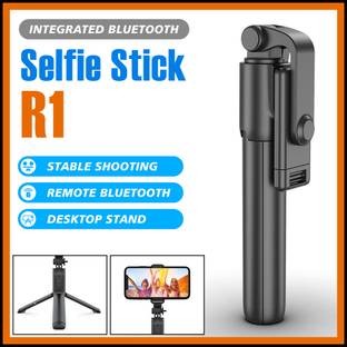 ASRYD Portable Selfie Stick Tripod with Bluetooth Remote, Tripod Stand, Multifunctional Selfie Stick with Extendable Aluminium Monopod, 360 deg Rotation Phone Holder, Adjustable Grip Tripod Bluetooth Selfie Stick
