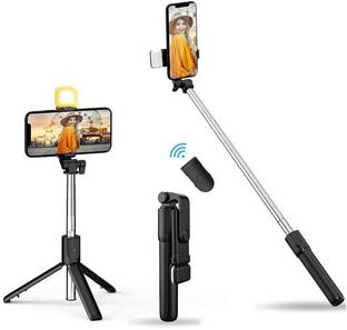 Casewilla R1s Bluetooth Selfie Stick with Remote and LED Selfie Light, 3-in-1 Multifunctional Selfie Stick, Tripod, Monopod Stand & Mobile Stand Compatible with All Phones Bluetooth Selfie Stick