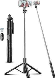 sounce 360 Degree Rotatable, Upto 61 inch Extendable Selfie Stick, 3 in 1 Aluminium Stick with Rechargeable Attached Bluetooth Remote & Tripod Stand, Portable Bluetooth Selfie Stick