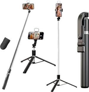 Hold up Extendable Selfie Stick Wireless Remote Tripod, Portable, Lightweight, Rechargeable Dimmable for Live Streaming & Photography Compatible with iPhone and Android Bluetooth Selfie Stick