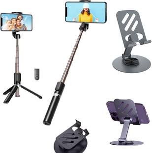 GADGETSWEAR (Combo with 360 Degree Mobile Stand), Selfie Stick with Tripod Stand, Bluetooth Selfie Stick