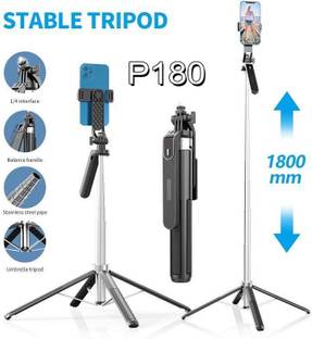 RETRACK P180 1.8M Wireless Bluetooth Stainless Steel 360° Rotating BTShutter 4leg Tripod Bluetooth Selfie Stick