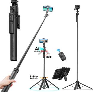 WeCool Selfie Stick with 4 Legs(Quadripods) and Inbuilt AI Auto Face Tracking Technology-64 inch/163 cm Bluetooth Selfie Stick