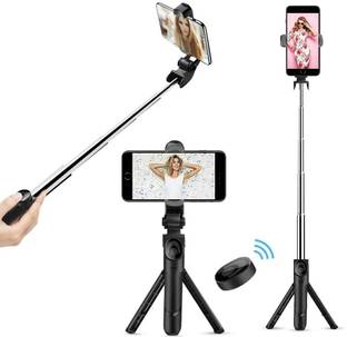 Ample Wings XT-02 Wireless Remote selfie stick with tripod stand extendable upto 100 cm Tripod