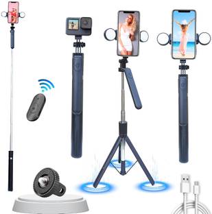 Hold up Super Long Selfie Stick Tripod with led dual light Upto 67 inch/170 cm Tripod Bluetooth Selfie Stick