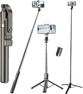 Hold up 63" Long Selfie Stick Tripod with Fill light Bluetooth Remote for Mobile Phones 360 Degree Stable Durable Portable Extendable Detachable Bluetooth Remote Bluetooth Selfie Stick