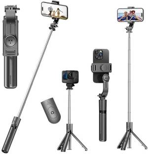 Mobibucket Portable Selfie Stick Tripod with Attached Flash Light and Bluetooth Remote Bluetooth Selfie Stick