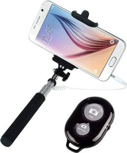 SANNO WORLD Wired Monopod Extendable Selfie Stick with AUX Wire Built-in Remote Pocket Size Sefie Stick Cable Selfie Stick