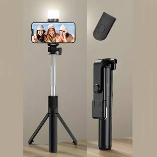 DAUMI Tripod with Bluetooth Remote & LED Light – Lightweight, Foldable, Extendable for Vlogging & Mobile Photography Bluetooth Selfie Stick