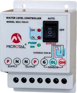 MICROTAIL Fully Automatic Water Level Controller 20 Ampere Capacity with 3 Sensors Wired Sensor Security System